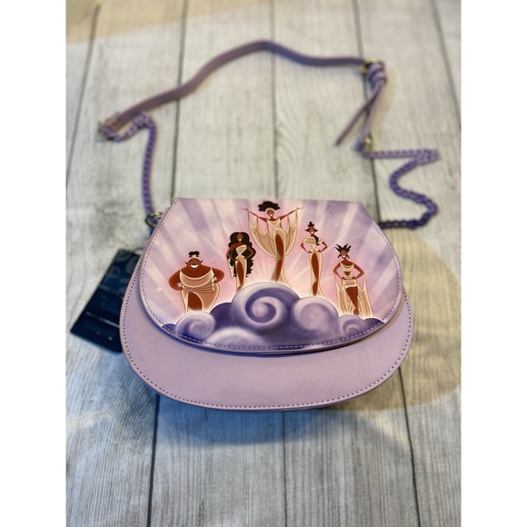 Loungefly Disney Hercules Muses Clouds Crossbody Bag 2022 Unisex Purple Vacation - Picture 3 of 16